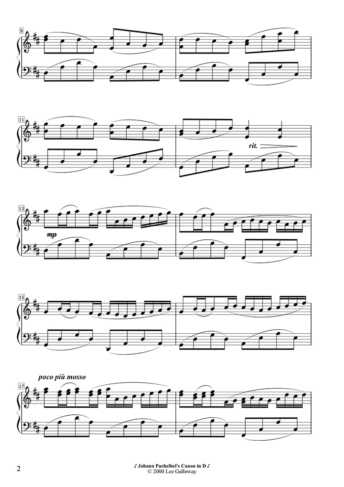 Sheet nhạc piano Canon in D | Johann Pachelbel