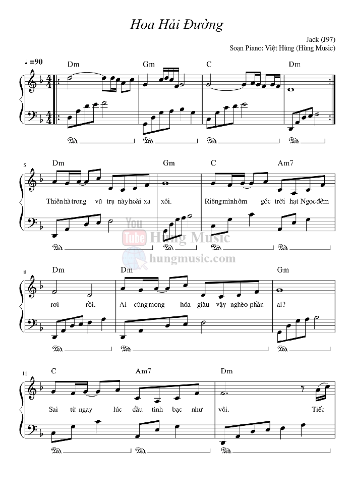 Sheet nhạc piano Hoa Hải Đường | Jack
